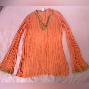 Cache Orange Tunic with Gold Trim